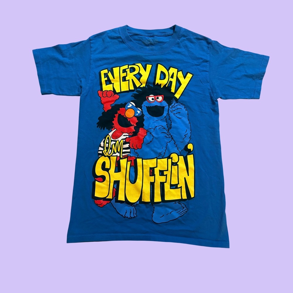 Y2K Elmo Cookie Monster Every Day Im Shufflin Graphic Tee Scene #17